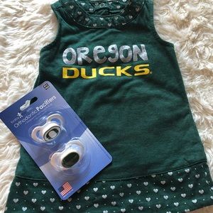Oregon Ducks Dress 3-6 Months & Ortho Pacifiers